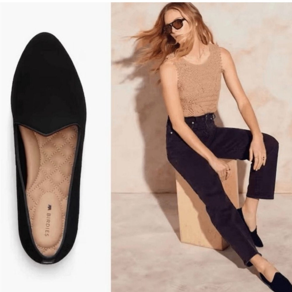 Birdies Heron Flat Black Suede Women- Size 9.5